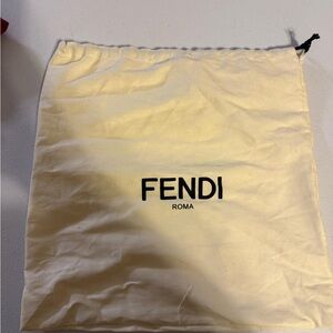 FENDI Dust Bag Storage Cover Pouch Drawstring Off White 13" x 13”
